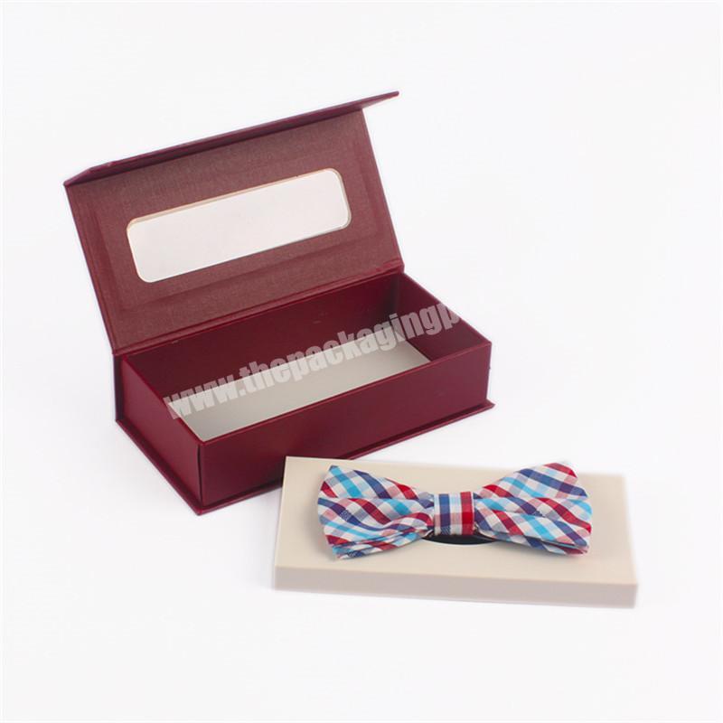 Custom Magnet Bow Tie Small Book Shape Box Luxury Magnetic Gift Box With PVC Window