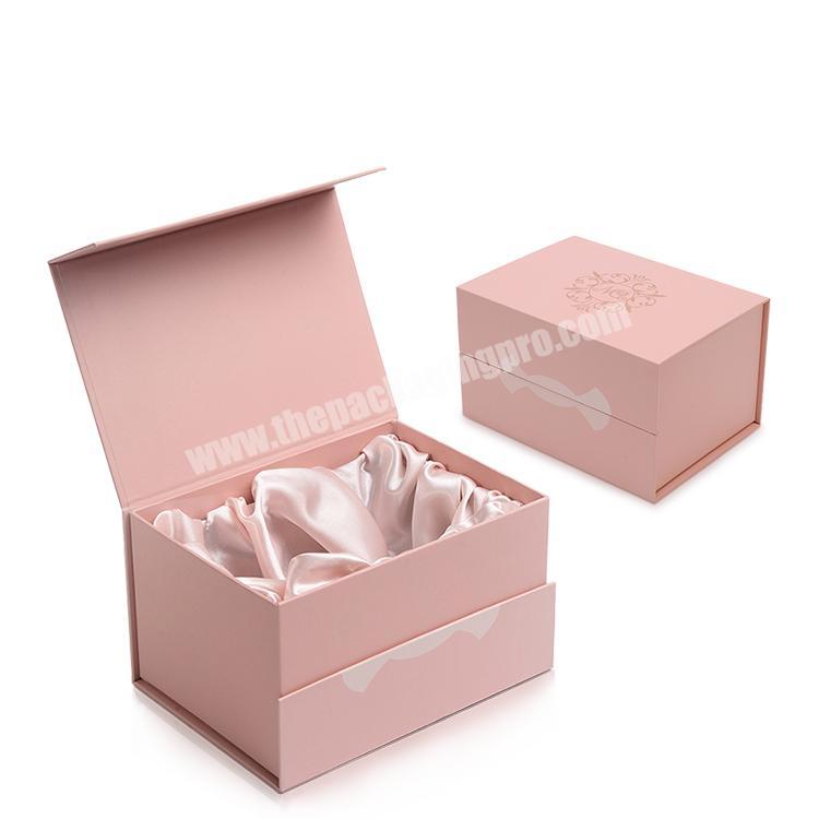 Custom Magnetic Closure Pink Cardboard Paper Gift Box For Hair Clothes