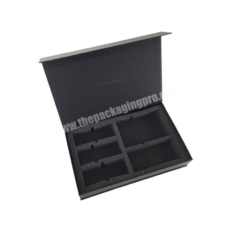 Custom matte black cardboard luxury electronic packaging gift box magnetic with foam insert