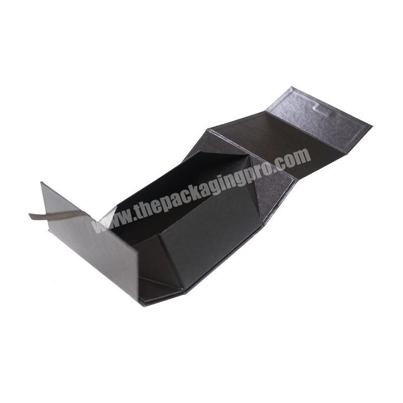 Custom Matte Black Luxury Foldable Hard Paper Magnetic flip Gift Box