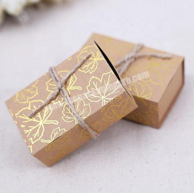 custom merci small kraft paper packaging tie box favor wedding candy gift box  with logo