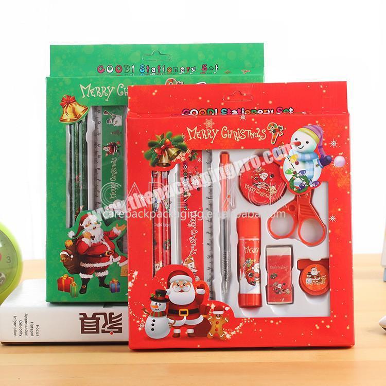 Custom Merry Christmas Book utensils Stationery Set packaging box for Students