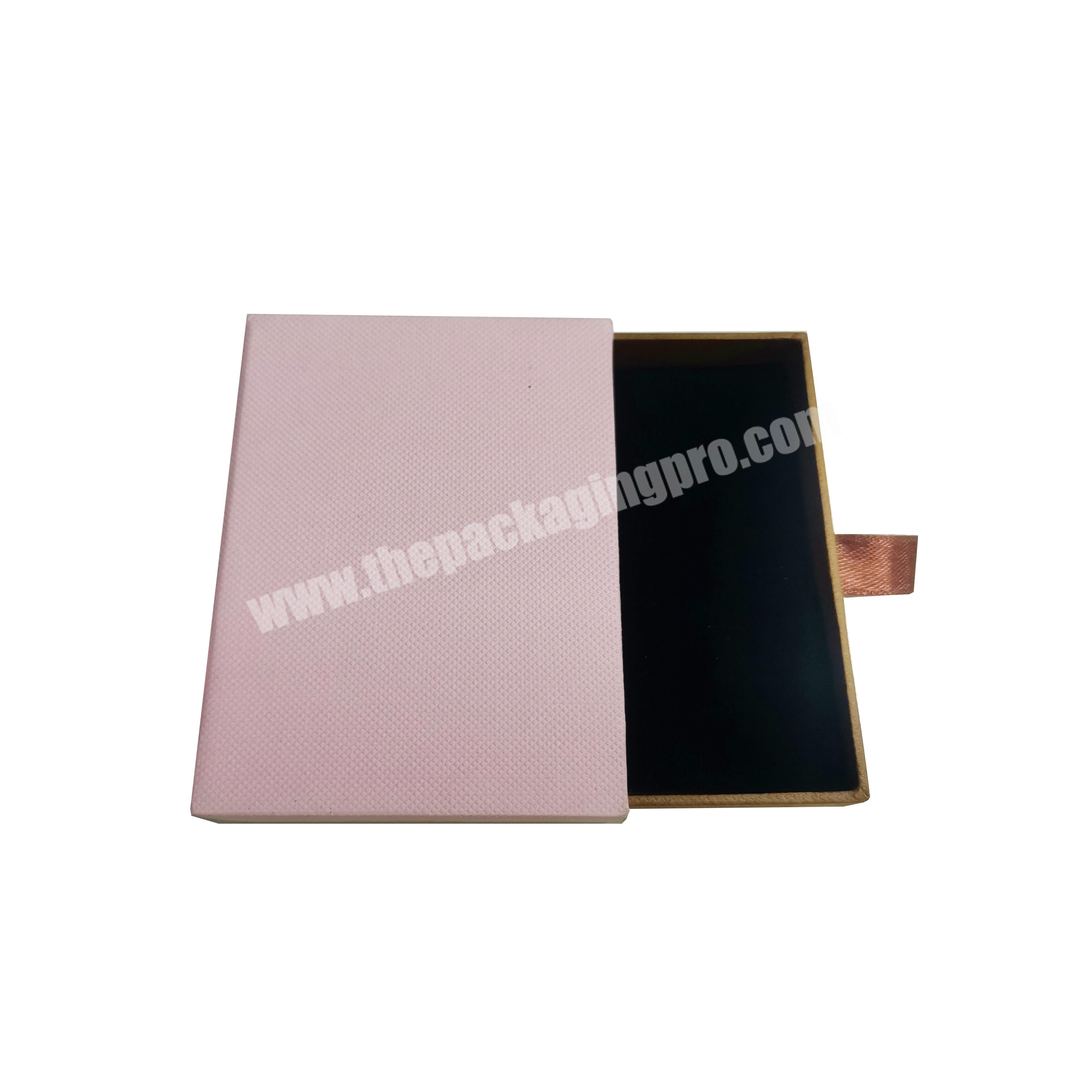 Custom mini small embossing cloth wrapping pink box cardboard sliding gift match box
