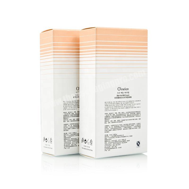 Custom modern design BB cream packaging paper box for cosmetic plastic tubes