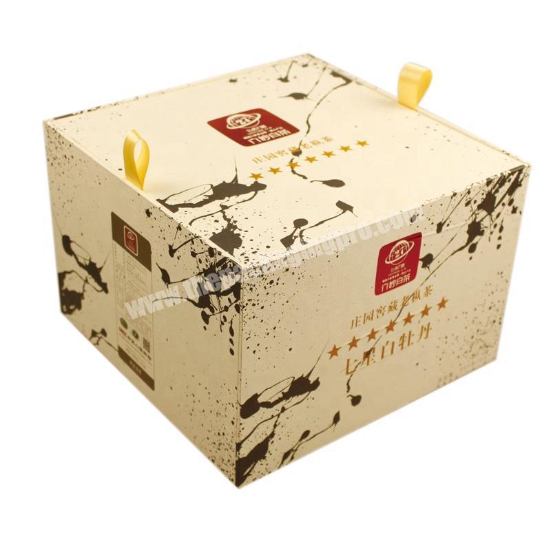 Custom natual flat brown kraft paper box logo printed tea packaging box