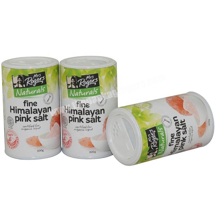 Custom Natural Himalayan Pink Salt Packaging Shaker Paper Tube Kraft Cardboard Cylinder Box