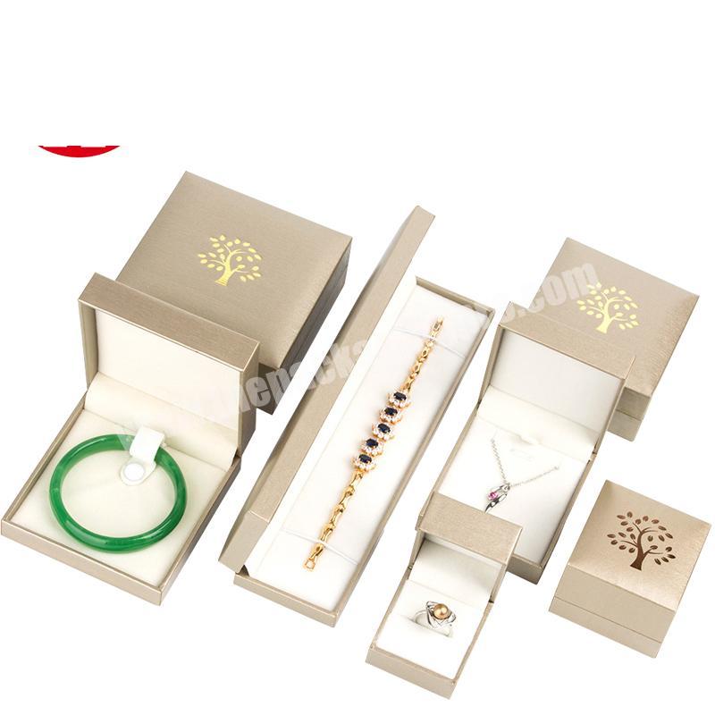 Custom Necklace Bracelet Ring Watch Jewellery Packing Box Velvet Insert Gold Leatherette Paper Gift Packaging Jewelry Box