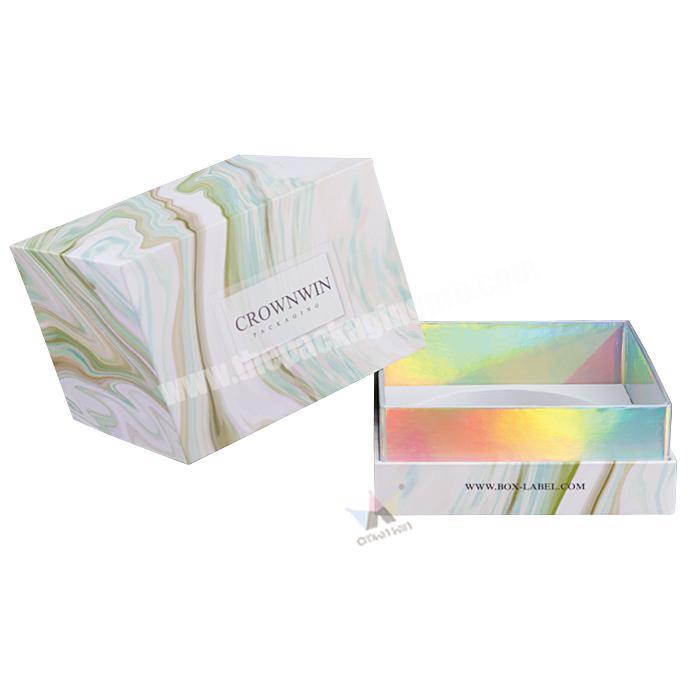 Custom New colorful marble design gift boxes for candles holder jars with lids box with EVA foam insert