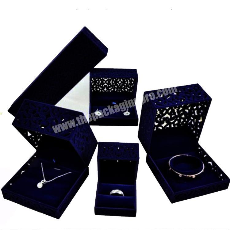 custom new design black flocking  jewelry packaging box