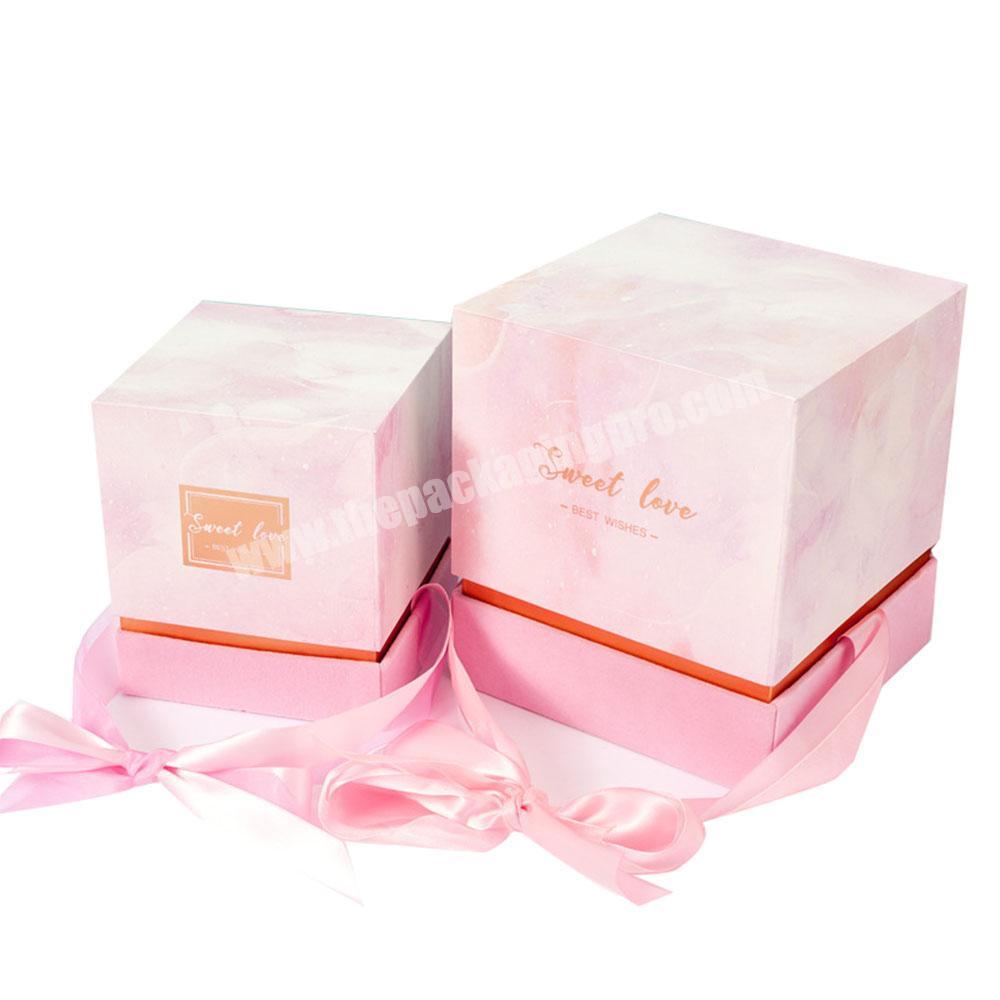 Custom New Design Luxury Candy Candle Gift Packing Box With RibbonHot Stamping For Wedding