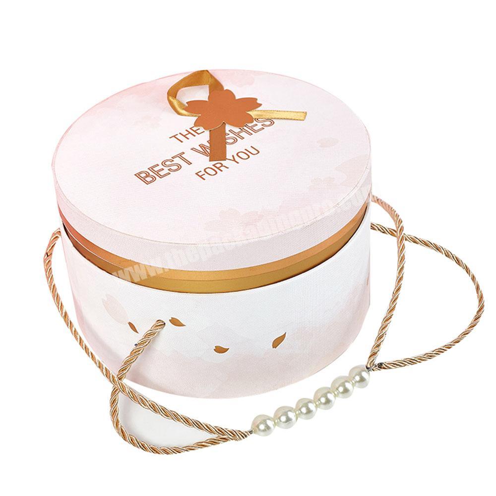 Custom New Design Luxury Perfume Lipstick Gift Packing Box Round With Handle