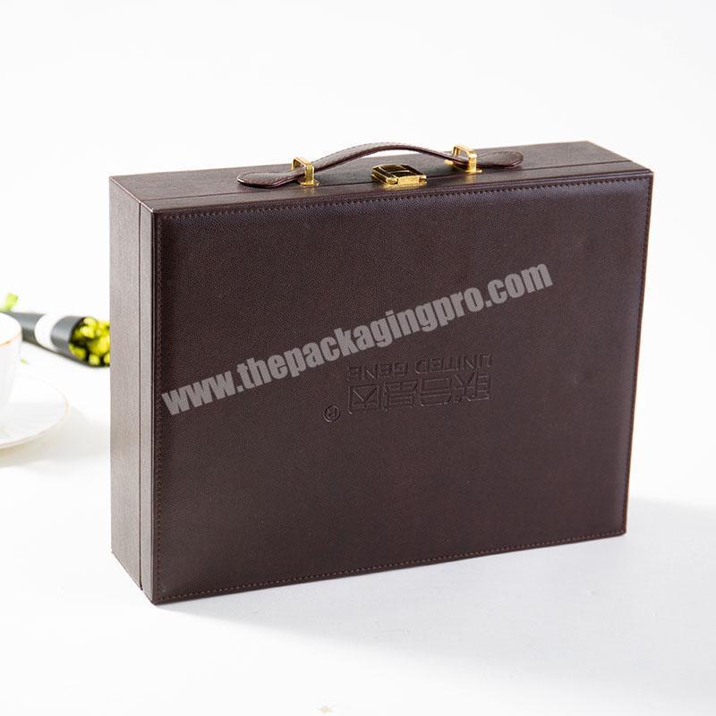 Custom New Product custom logo Packing gift box brown PU leather cosmetic pro table shortge box with velvet for cosmetic