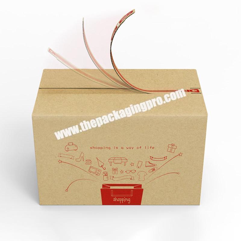 Custom new type easy tear peel off e-commerce Amazonas packaging box zipper mailer carton box with zipper