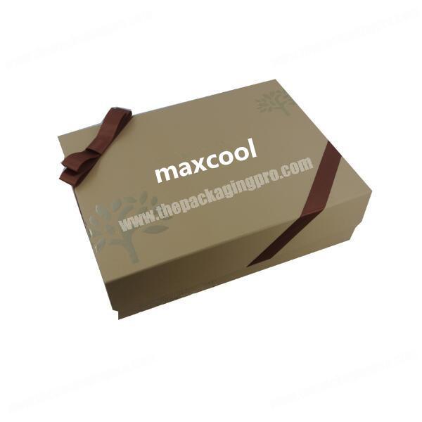 Custom OEM logo dark brown sliver foil embossing cosmetic suit packaging lid and bottom gift box