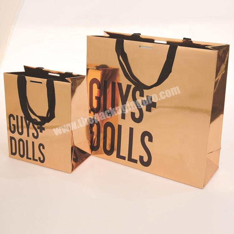 Custom OEM Luxury paper gift shopping bag with ribbon handle
