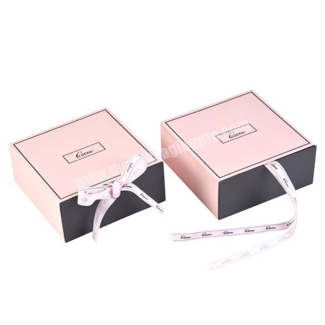 Custom OEM sliding drawer perfume box packaging with ribbon