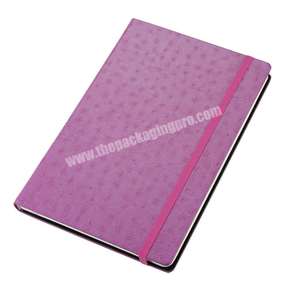 Custom Office Hardcover A5 Ostrich Pu Leather Office Undated Diary Paper Notebook