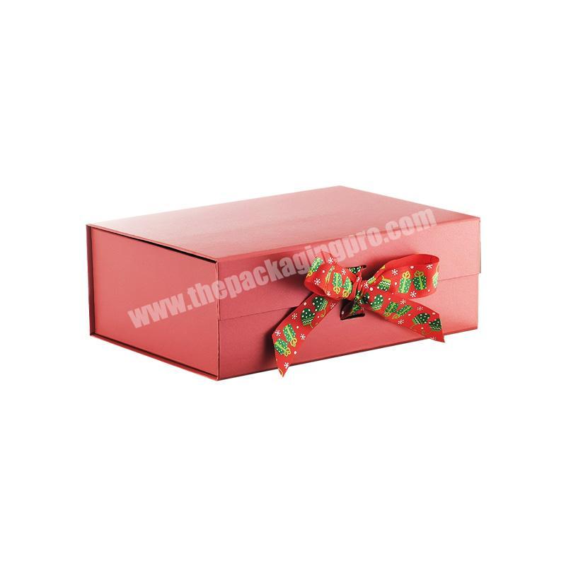 Custom online red retail custom clothing packaging gift box with ribbon