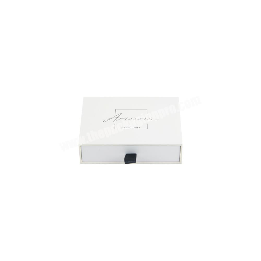 Custom Outer Embossed Logo Design Luxury Package Sliding Gift Box With Velvet Foam For Necklace