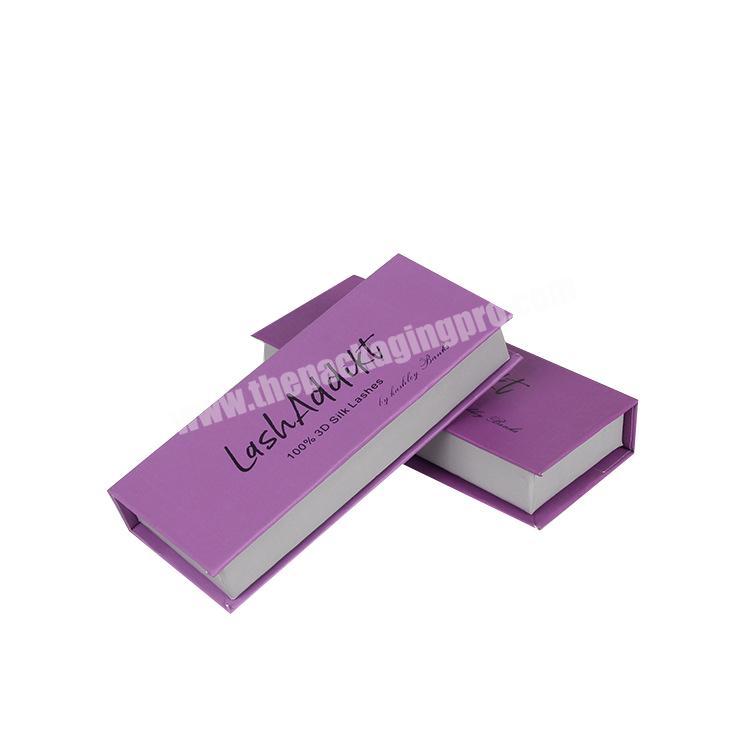 Custom own brand Makeup Box Cosmetic Organizer Handmade Personalised Lash Boxes Purple Eyelash Packaging Box