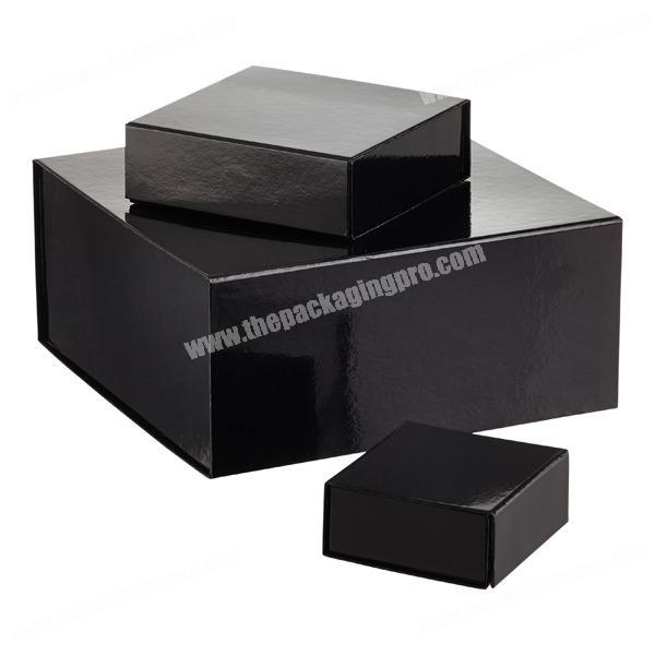 Custom Own Design Luxury Wholesale  High End Logo Gross Cardboard Black  Gift Packaging Folding Box