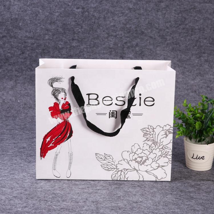 custom package recyclable white paper bags for shopping