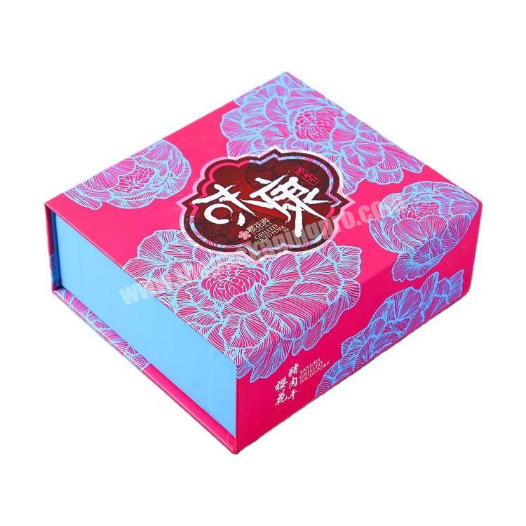 Custom packaging gift box with logo full color printing side clamshell rigid cardboard beauty product packaging box