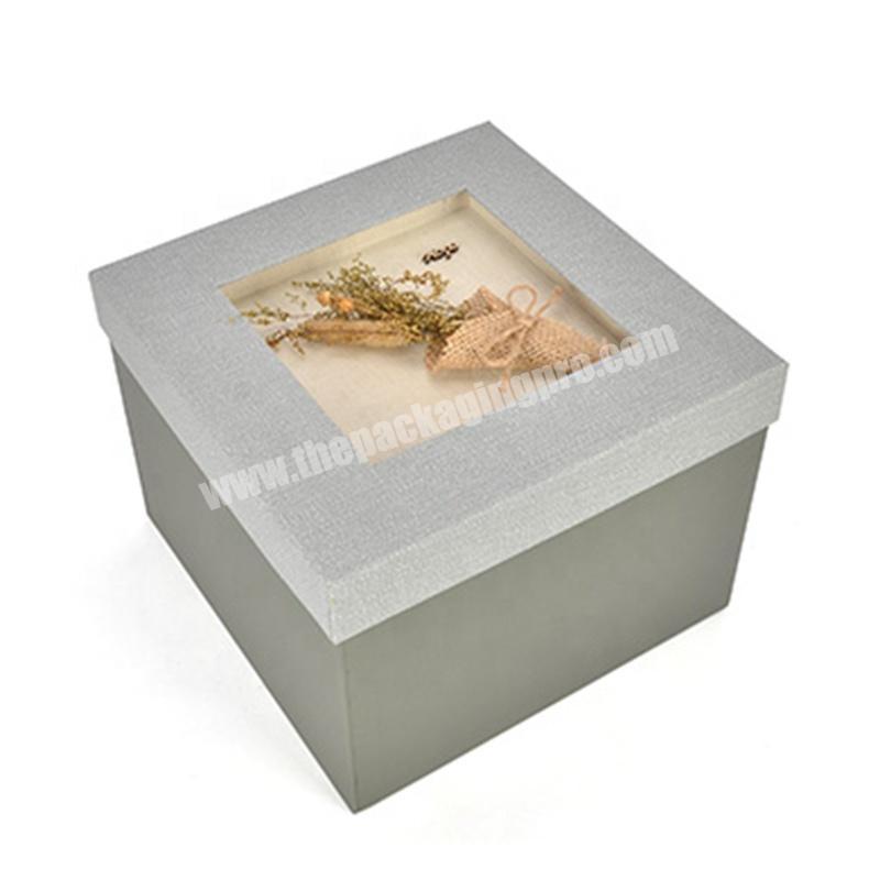 Custom Paper Cardboard Two Pieces Lid And Base Gift Box Packaging With Clear Plastic Window