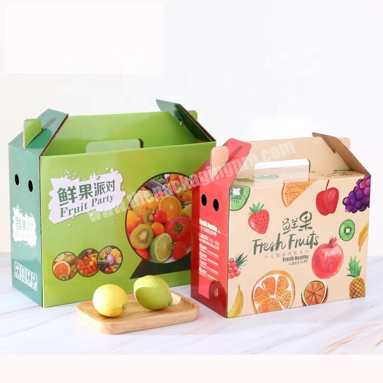 Custom Paper Corrugated Cardboard Carton blueberry apple Fruits Packaging Boxes With Handle