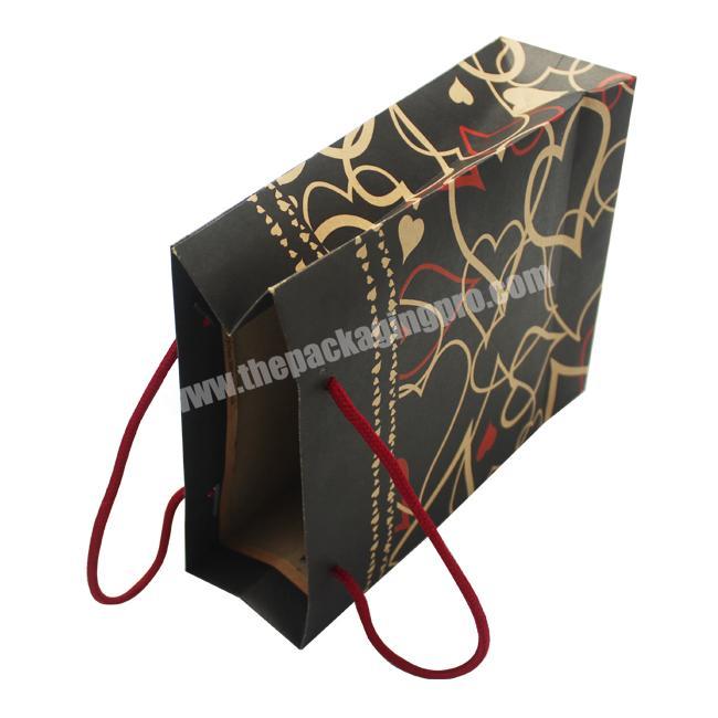 Custom Paper Jewelry Packaging Bag With Custom Logo Jewelry Black Kraft Paper Bags With Handle