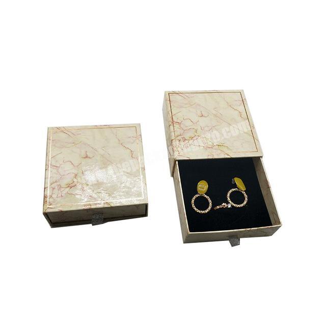 Custom Paper Material Jewelry Necklace Earring Packaging Drawer Marble Gift Box