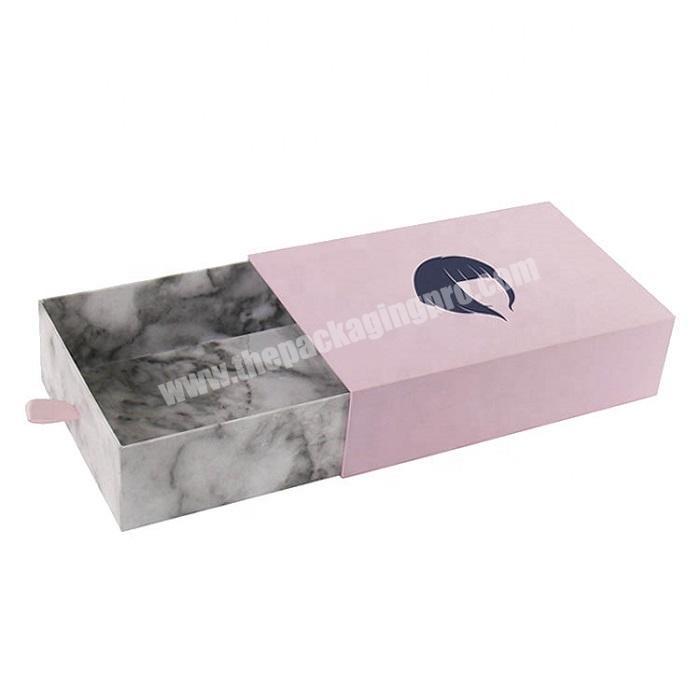 Custom paper packaging drawer gift box pull out box with ribbon handle