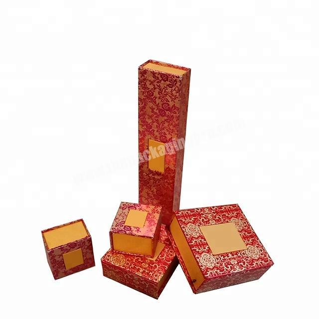 custom paper red cloth mens cufflink jewelry set gift packaging box