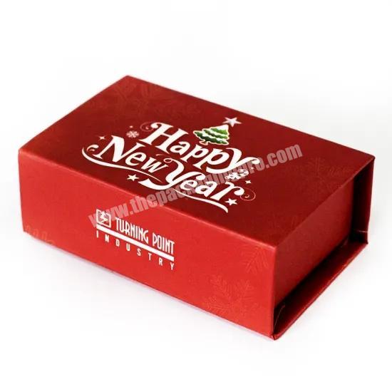 Custom Pattern Small Red Christmas New Year Magnetic Cardboard Gift Box
