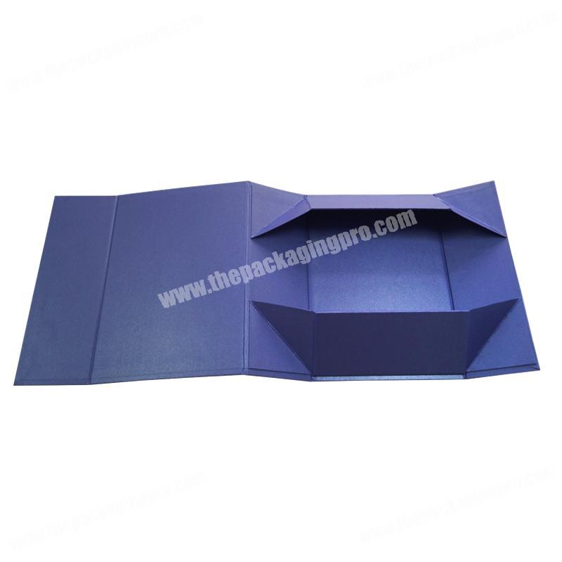 Custom Pearly Lustre Paperboard flat collapsible foldable magnetic closing flip top gift box packaging