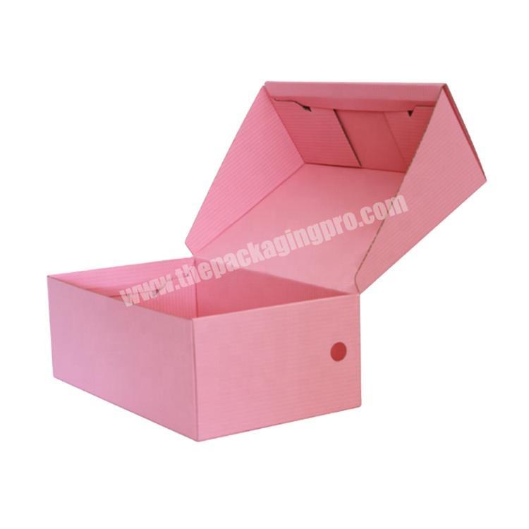 custom pink and orange printed with logo corrugated paper folding shoe boxes