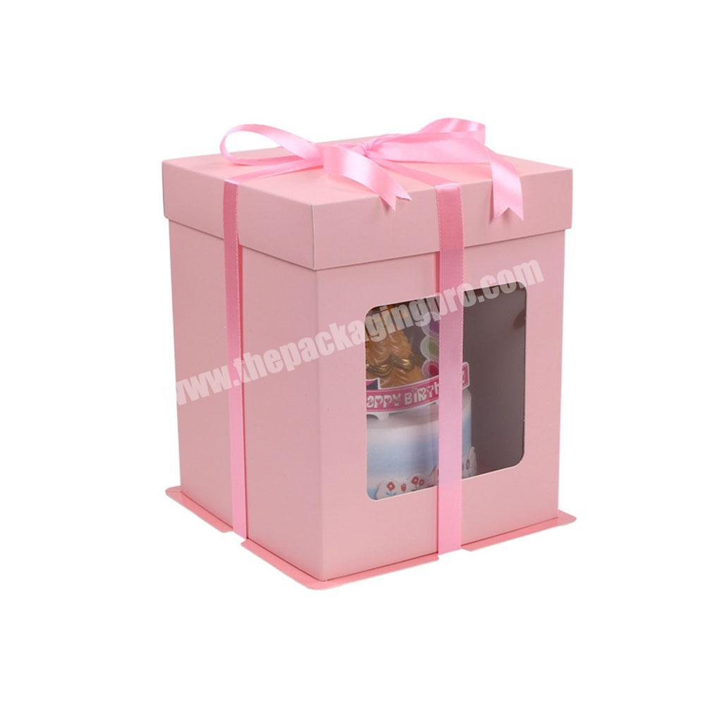 Custom pink blue big birthday cake boxes with window