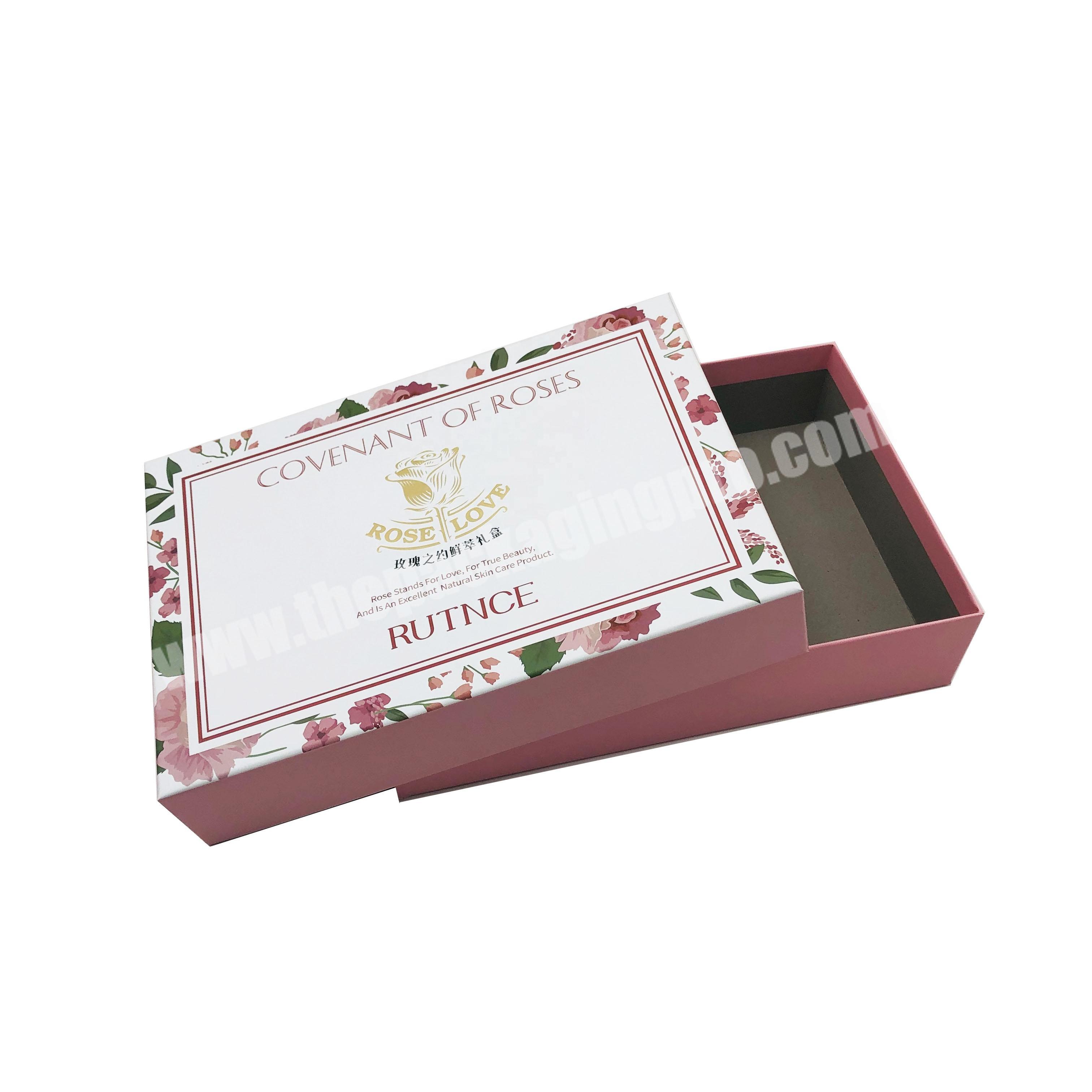 Custom Pink Color Printed Fashion Hot Sale Gift Set Cosmetics Packaging Box