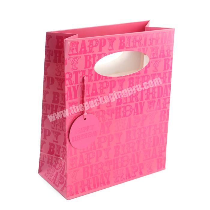 Custom Pink Paper Bag With Logo Print For Gift Box