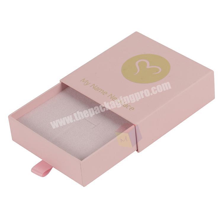 custom pink  paper gift drawer box packaging jewelry with logo