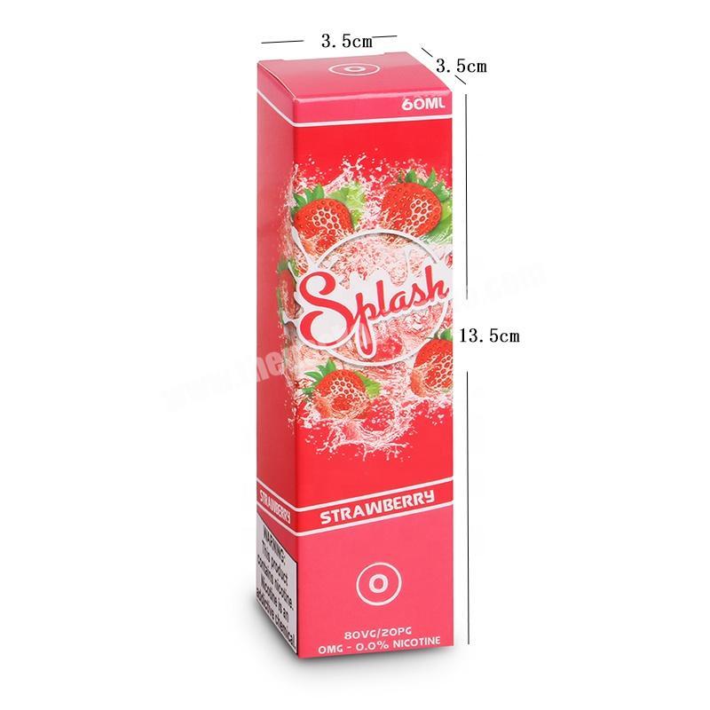 Custom pink strawberry taste e liquit oil 60ml dropper bottle packaging box