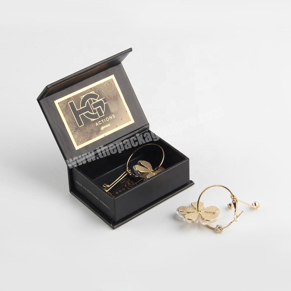 custom premium black small clamshell jewelry box for earring jewelri