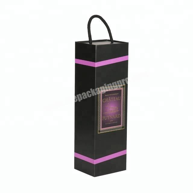 custom premium cardboard black packaging wine box