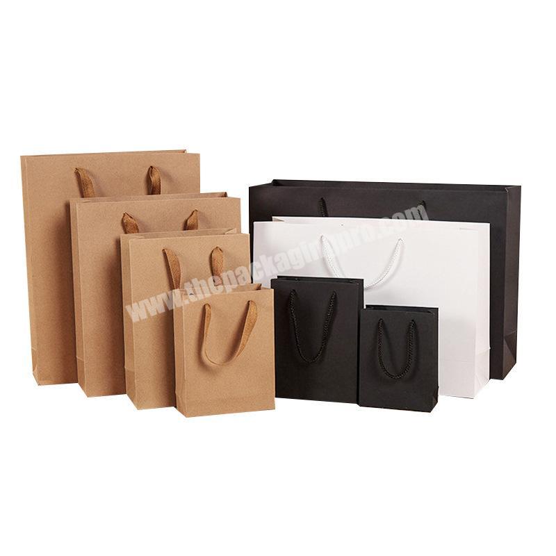 Custom Print Gift White Kraft Paper Shopping Bag With rope Handle in Guangzhou