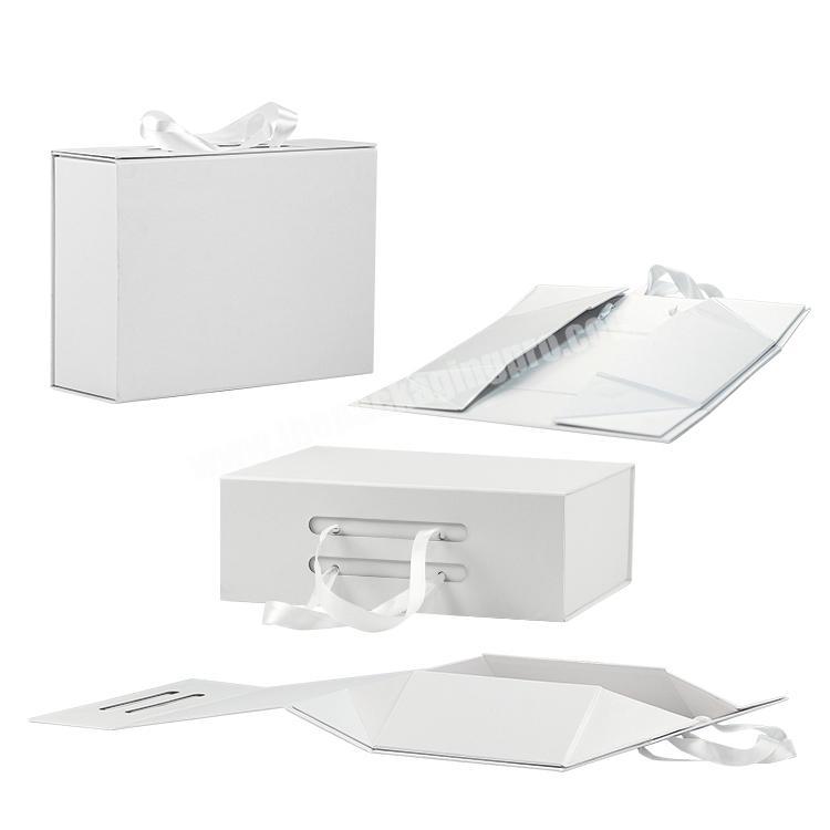 Custom Print White Clothing Hair Wig Packaging Elegant Foldable Rigid Gift Box With Magnet