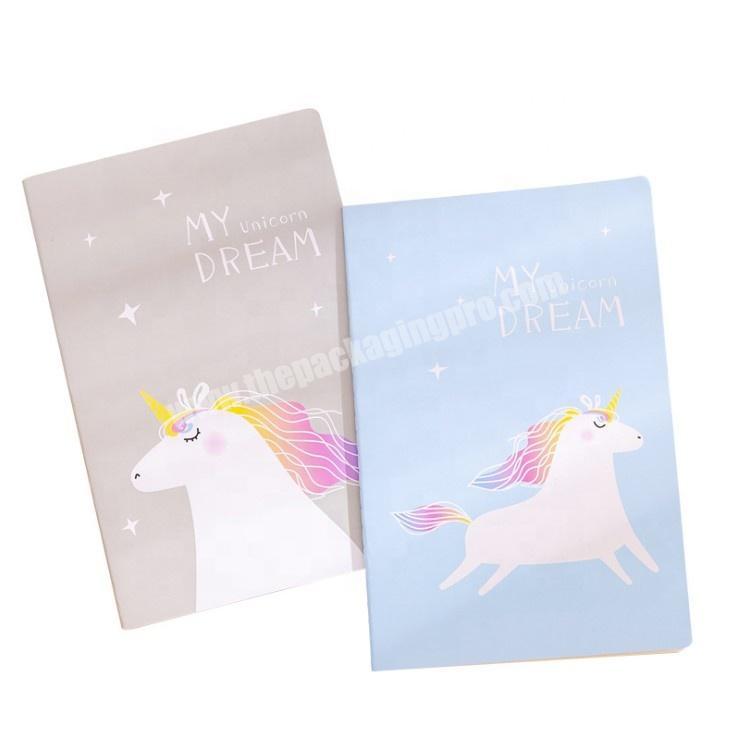 Custom Print White paper Soft Cover A5 Unicorn Notebook School Supplies Exercise Book