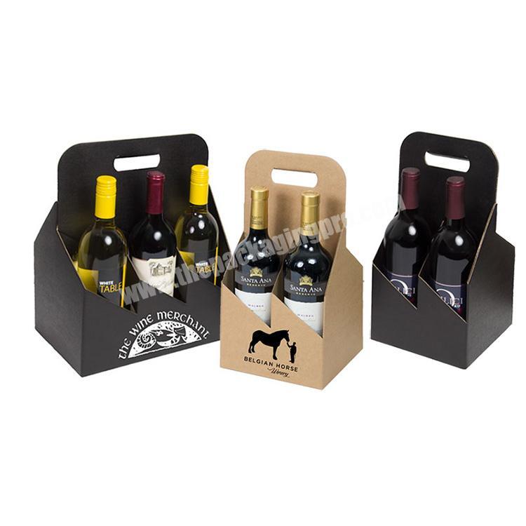 Custom Printed 750ml 4 Pack And 6 Pack Cardboard Wine Bottle Carrier Package Box