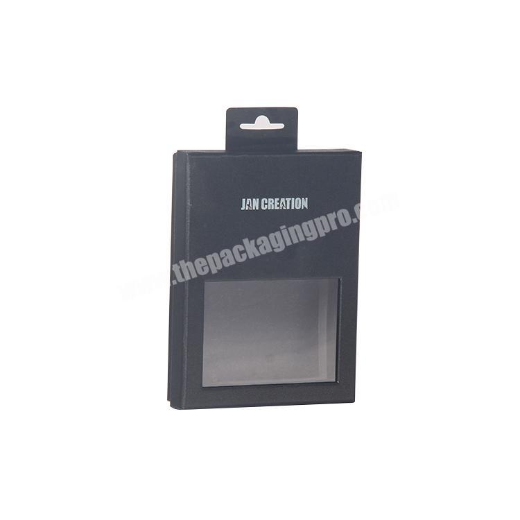 Custom printed black cardboard box luxury 3C product packaging boxes with pvc window