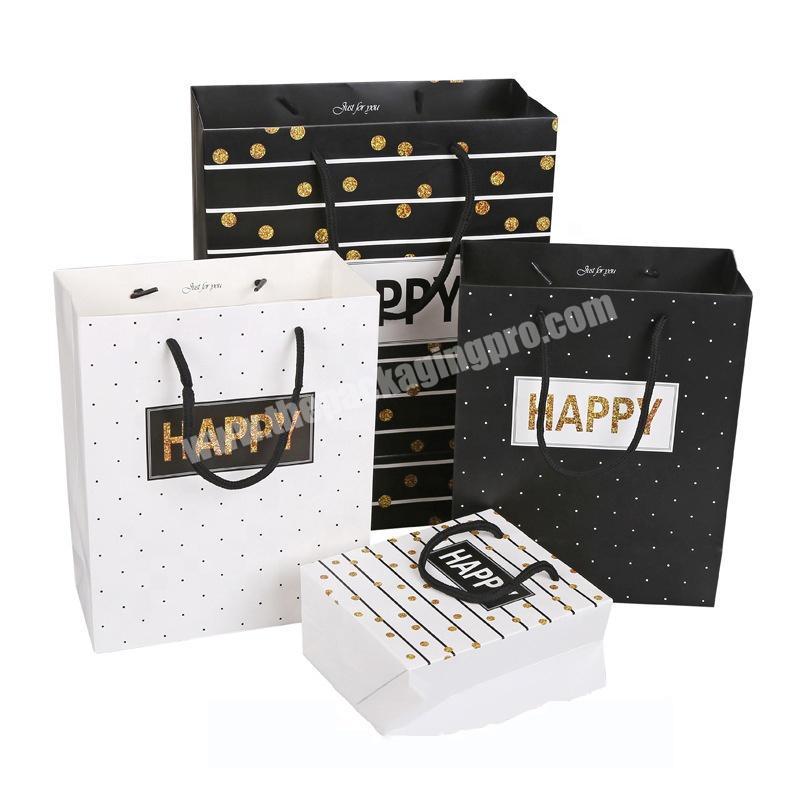 Custom printed black craft mini sugar candy packaging return gift paper bag