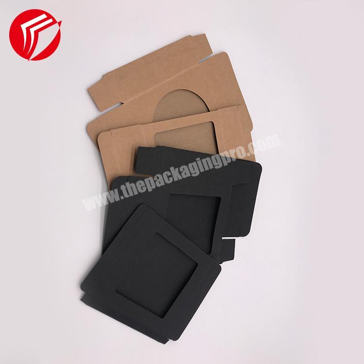 Custom printed brown kraft flat pack packaging boxes folding cardboard packaging kraft paper box with window